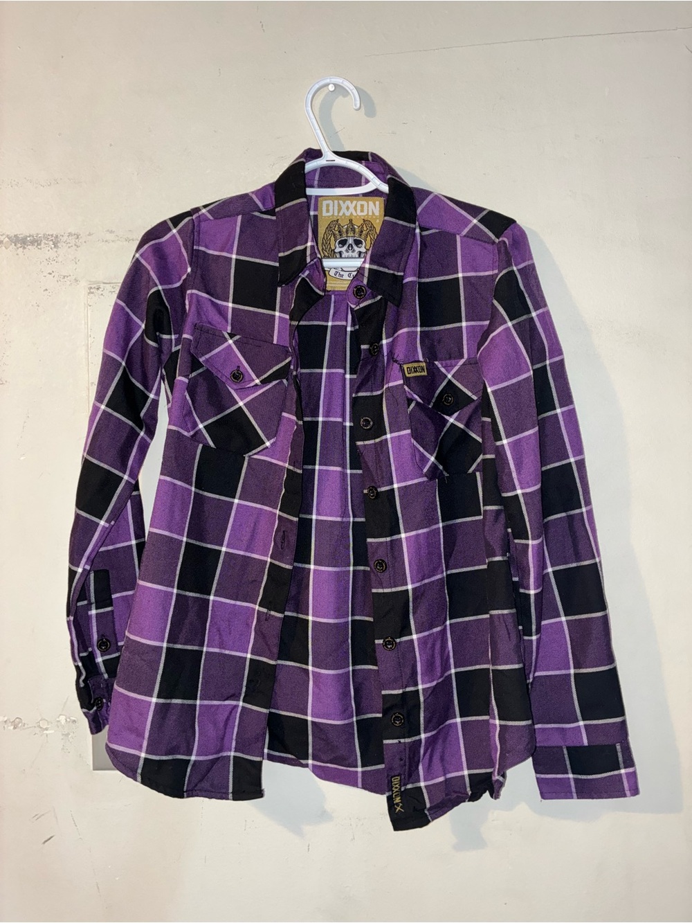 Dixxon Flannel Co. The Crown Purple Black Plaid Button Up Women’s Small